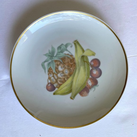 Vintage 1960s UPSALA EKEBY Karlskrona Salad Plate -Fruits Center, Thick Gold Rim - Picture 6 of 8